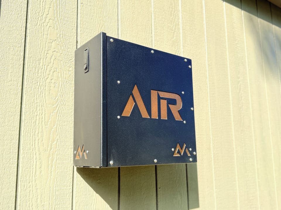 Outdoor air compressor for guest use to inflate bike tires, vehicle/ORV tires