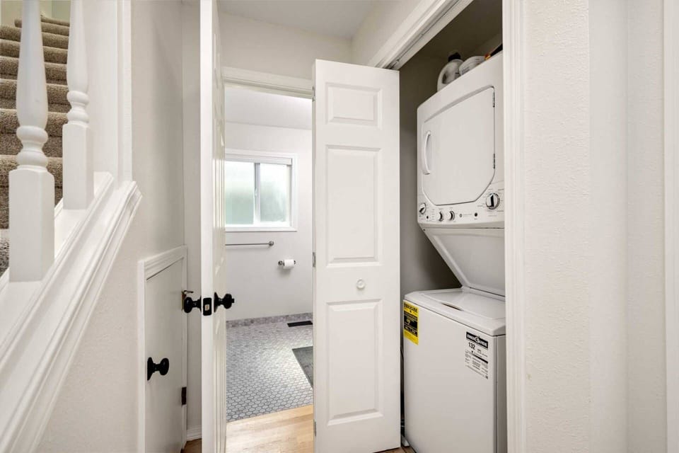 This rental has an up to date washing machine and dryer for guest use.