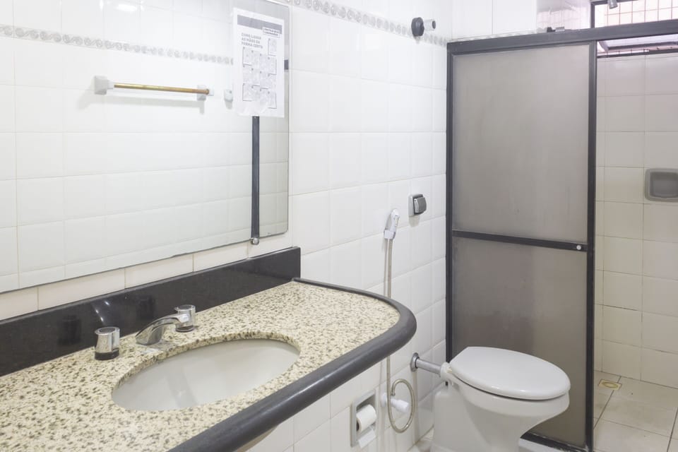Shower, towels, toilet paper