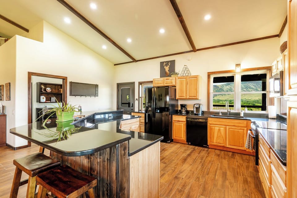 Central island seating keeps everyone connected during meals.