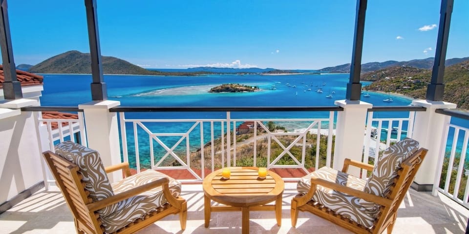 Sip cocktails on the terrace with endless turquoise views.