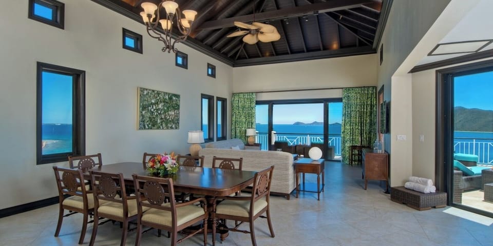 Gather for sunset dinners in a bright, open great room.