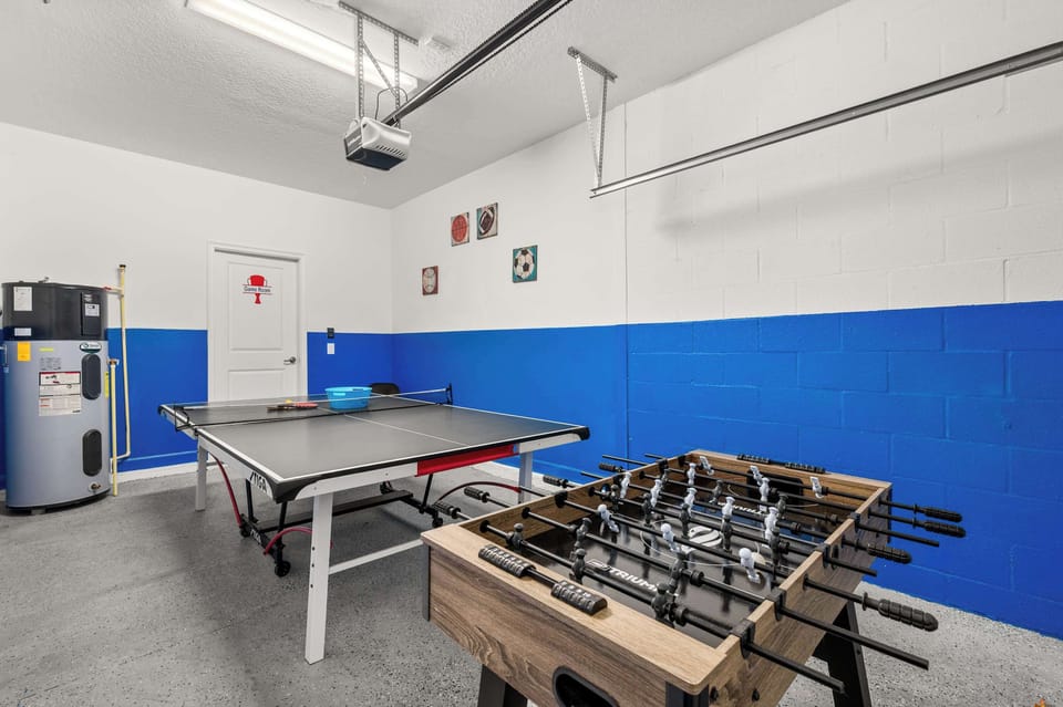 In house game room with foosball & ping pong!