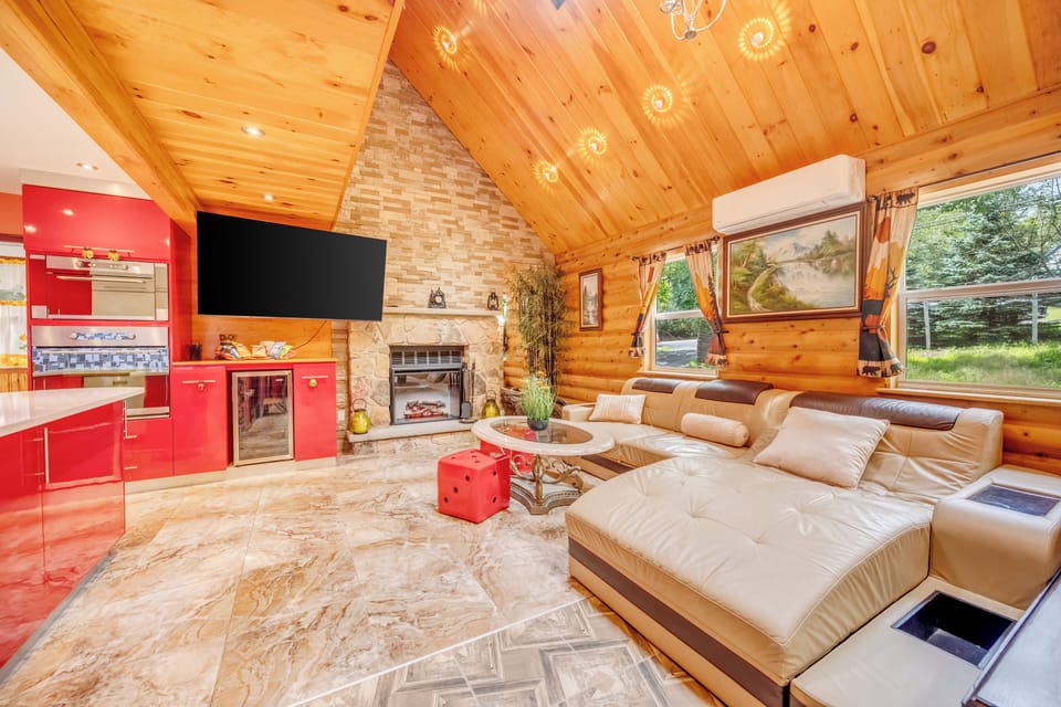 Renovated Living room/kitchen - high ceiling - queen size pull out sofa