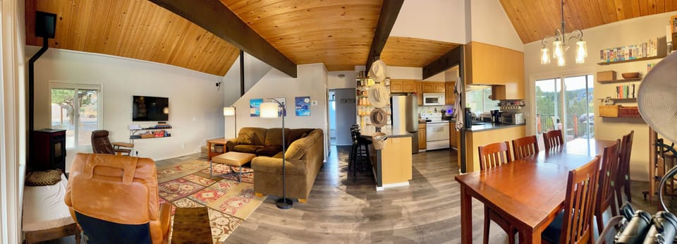 Panoramic view of open concept living area