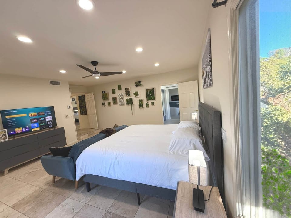Master bedroom with succulents wall