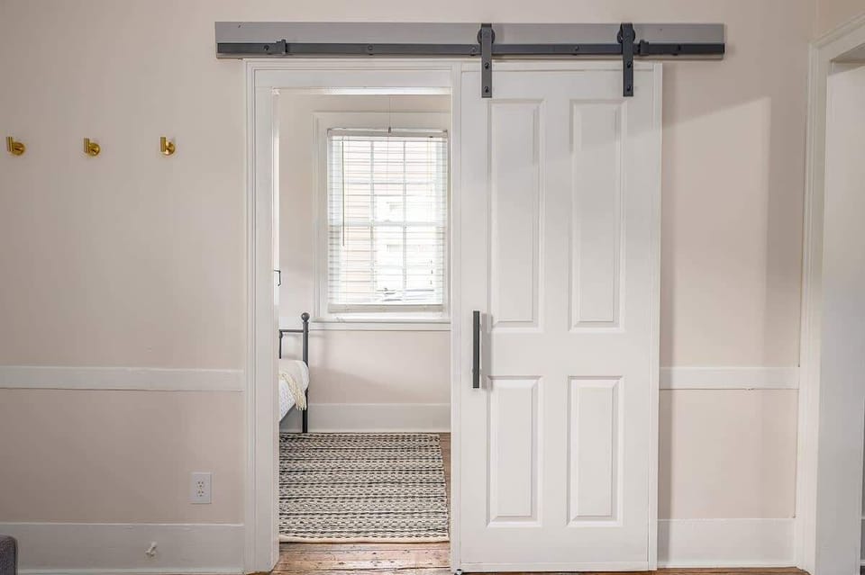 Sliding barn door to close off the guest room from the living room!