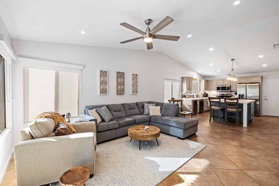 Open living room and kitchen