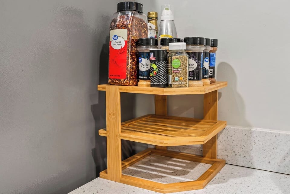 Stocked spice rack with everyday seasonings, making home cooking easy and convenient during your stay.