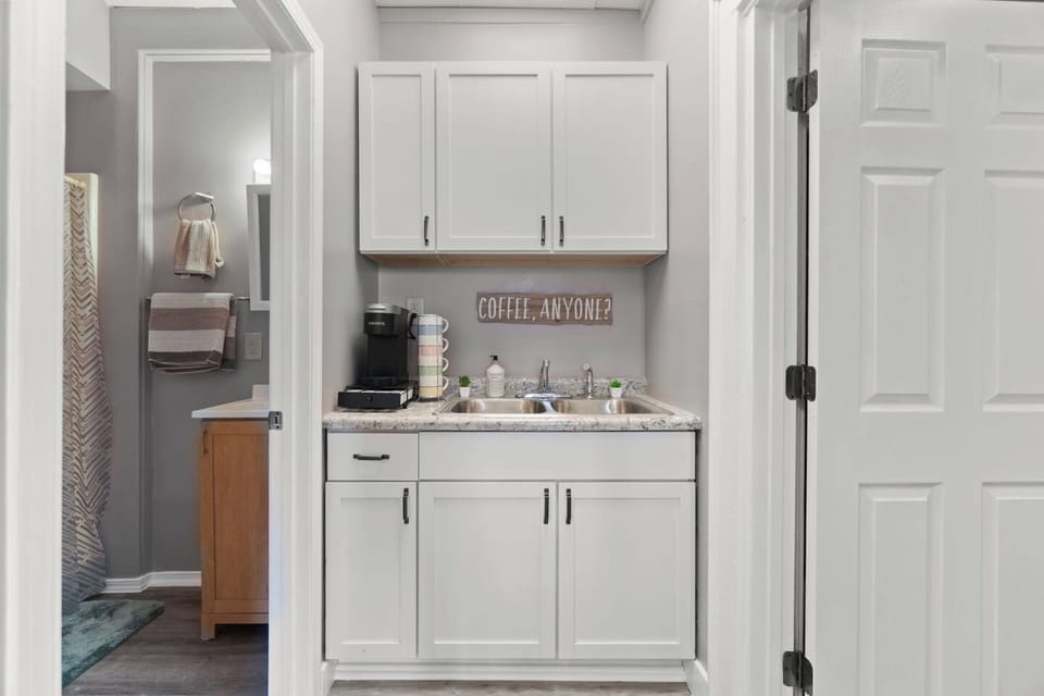 Discover our charming coffee nook, perfect for your morning brew or an afternoon pick-me-up.
