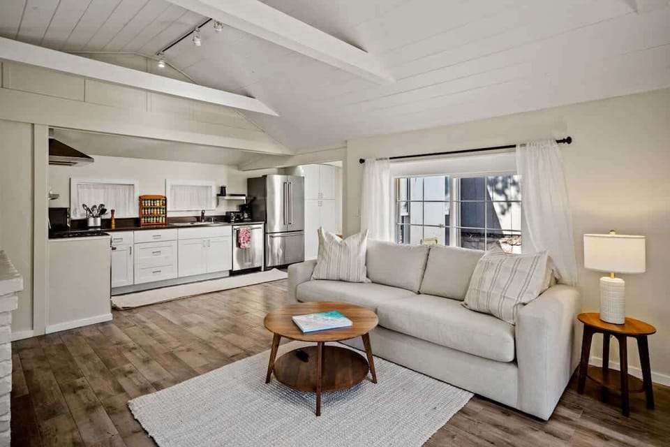 Living area opens to kitchen