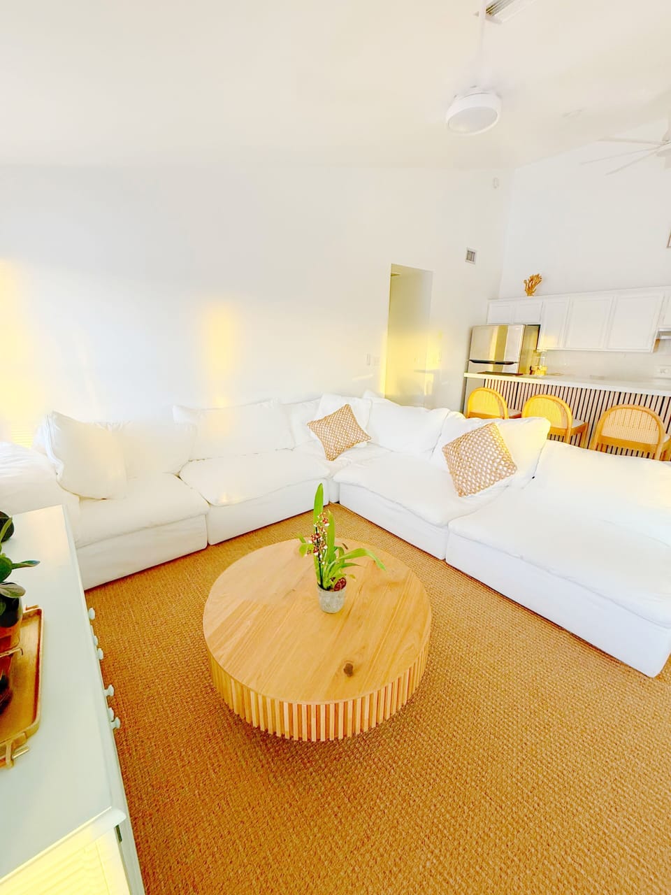 Family room with 60 inch smart TV