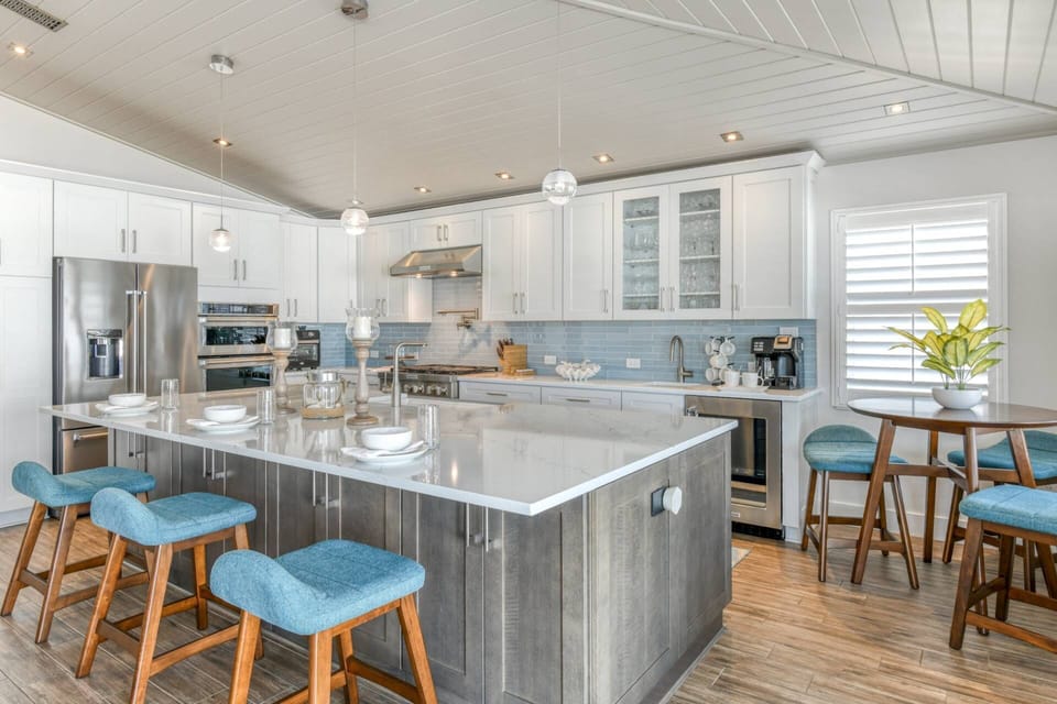 The gourmet kitchen is stocked with everything you need to prepare your favorite foods and drinks.