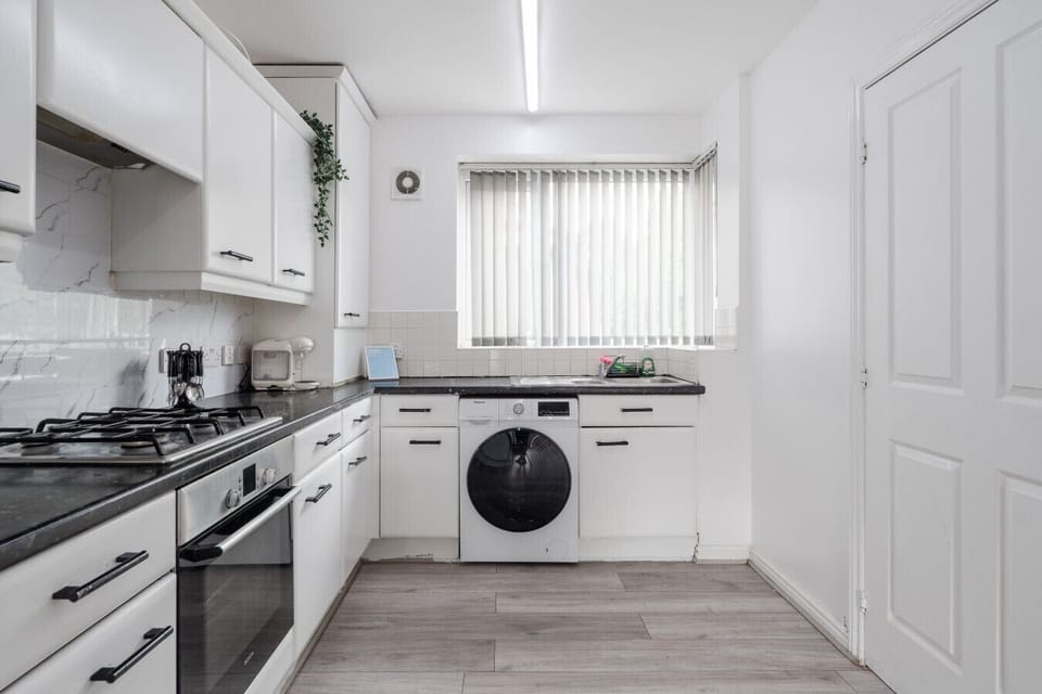 Kitchen. Fully equipped with cooking equipment perfect for families. Appliances such as fridge freezer, microwave, cooker, oven, dishwasher Toaster are free and available for your use.