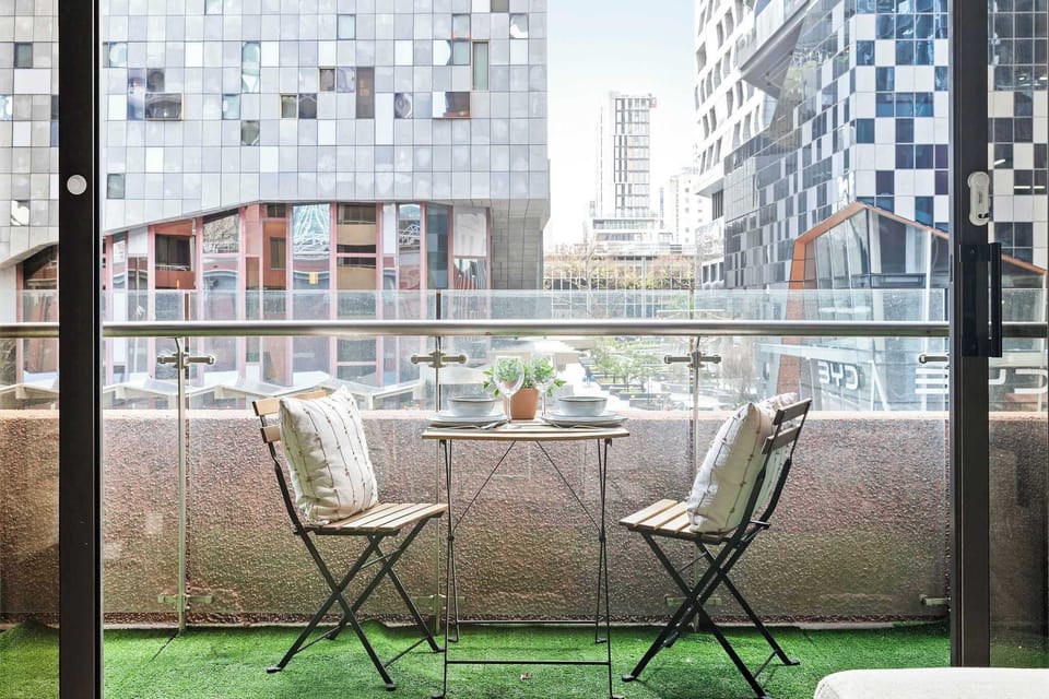 A balcony with a setting.