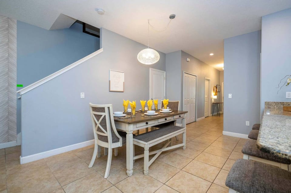 Dining table with seating for 8
