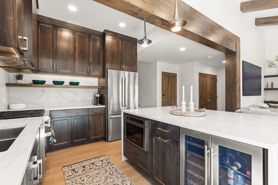 Spacious Gourmet Chefs kitchen with high end finishes