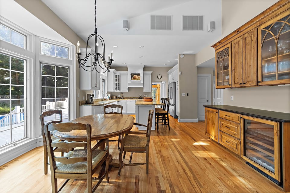 Open concept dining and kitchen space