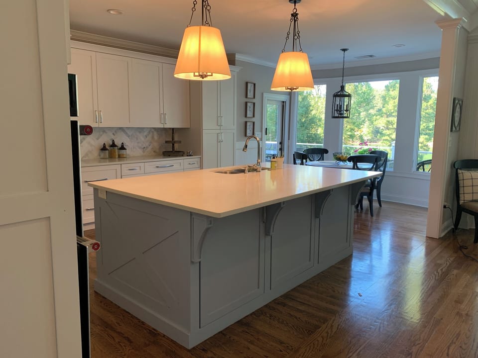Upstairs Kitchen- enormous island makes it easy to prepare meals.