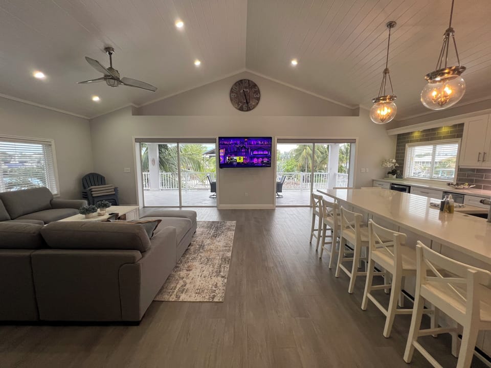 view from bedrooms to living area