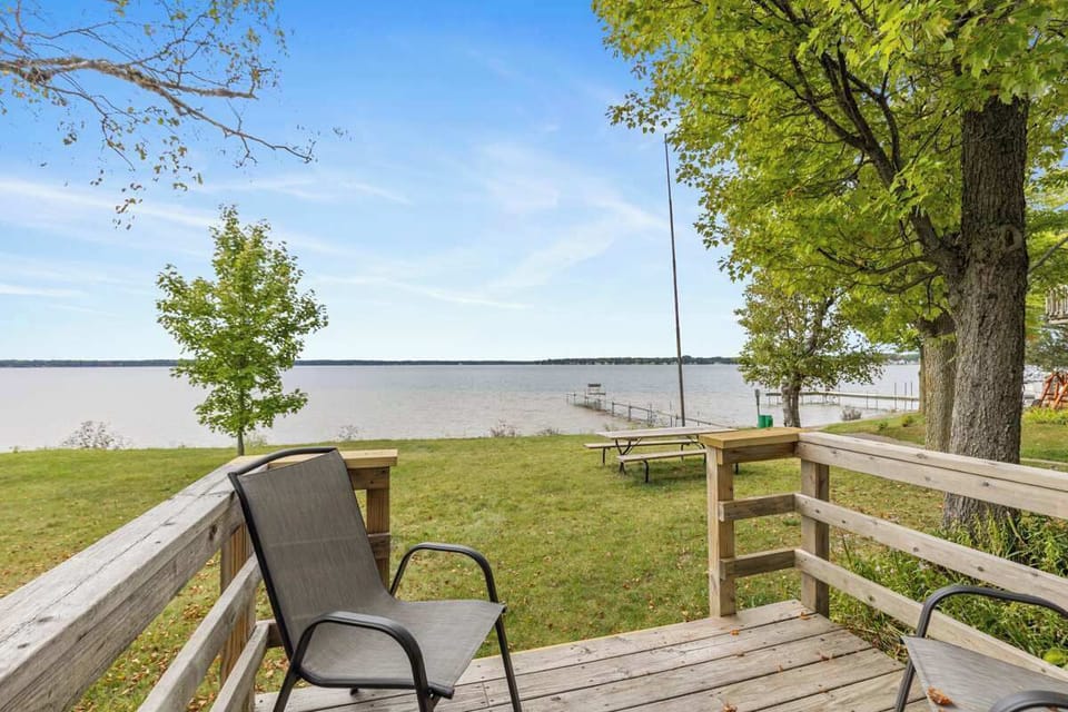 Walk out slider with a view of the lake