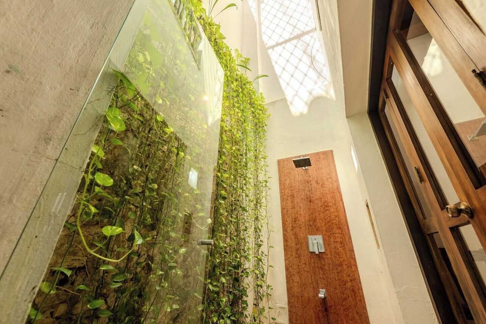 Open ceiling shower