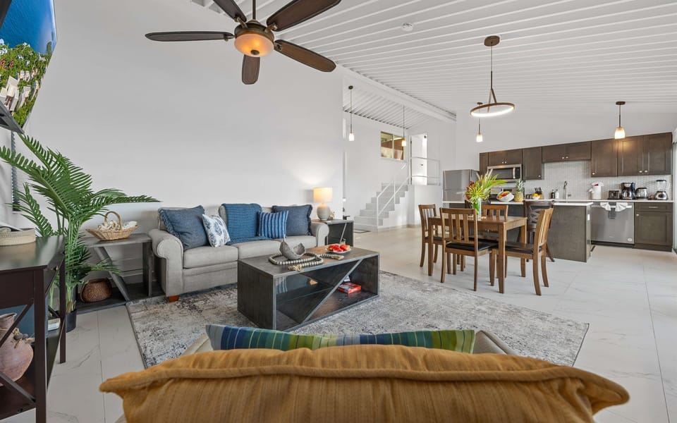 Comfortable living room with sleeper sofa