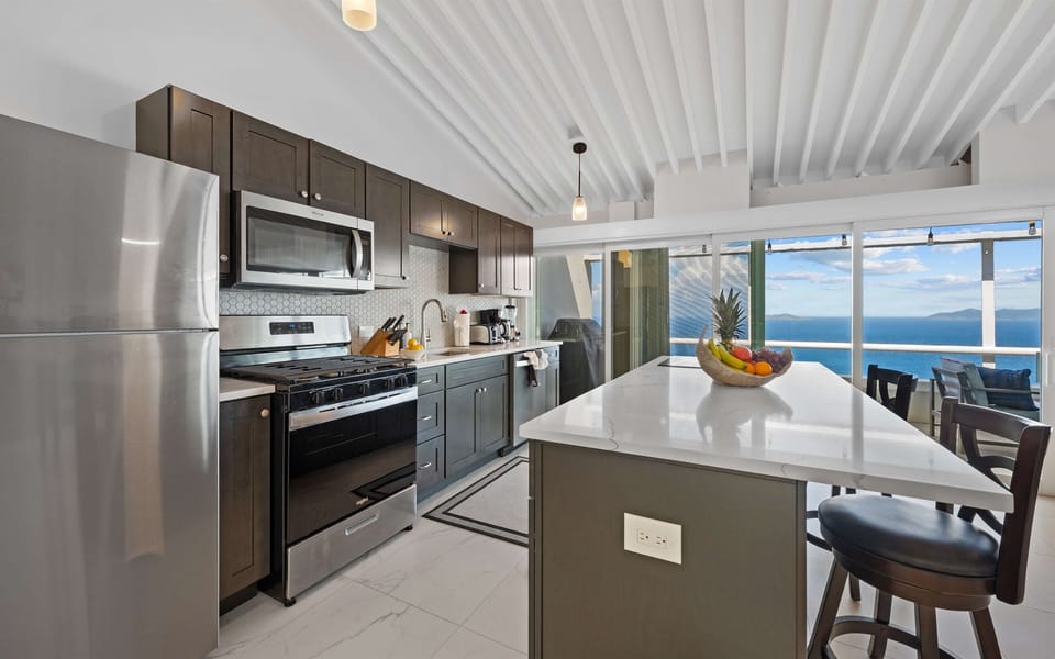 Fresh, modern kitchen with a gorgeous view!