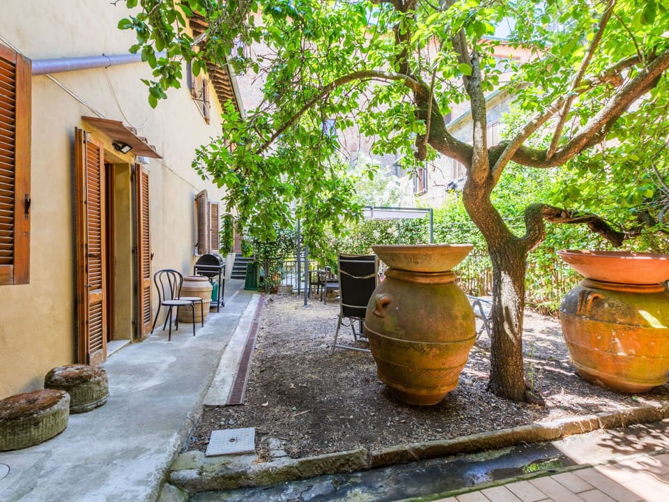 Flowerpot, Door, Houseplant, Shade, Flagstone, Garden, Courtyard, Outdoor Furniture, Chair, Yard