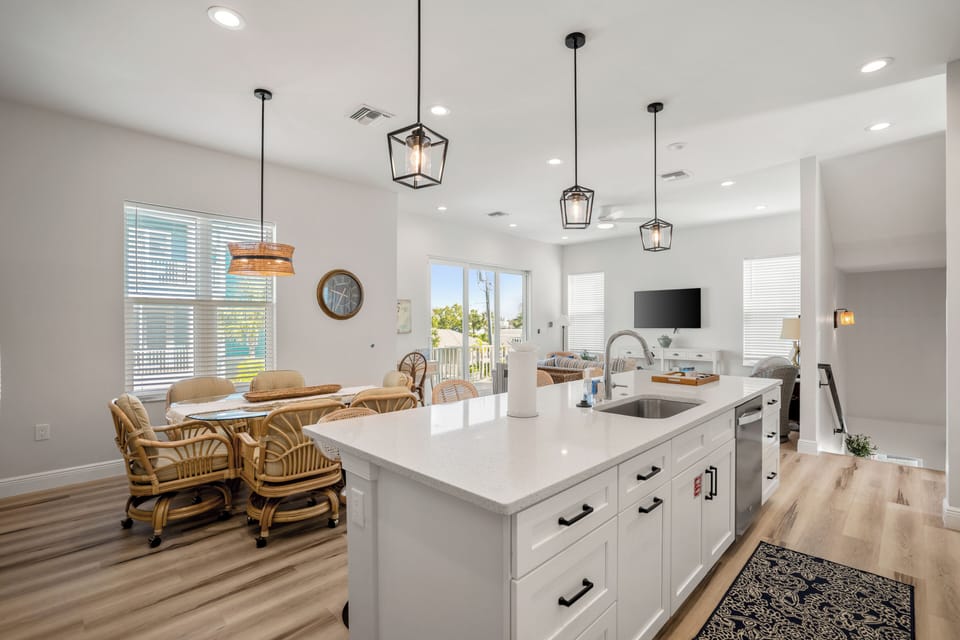 Cook comfortably in the fully stocked full kitchen with all the essentials - from pots/pans, baking sheets, cutting boards, blender, and more! 