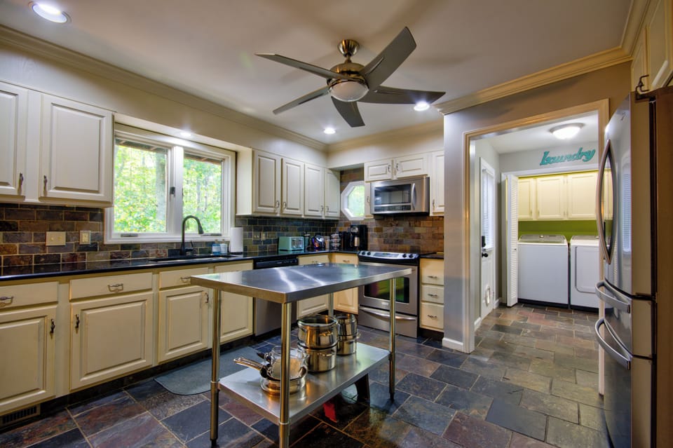 Fully stocked kitchen and laundry room