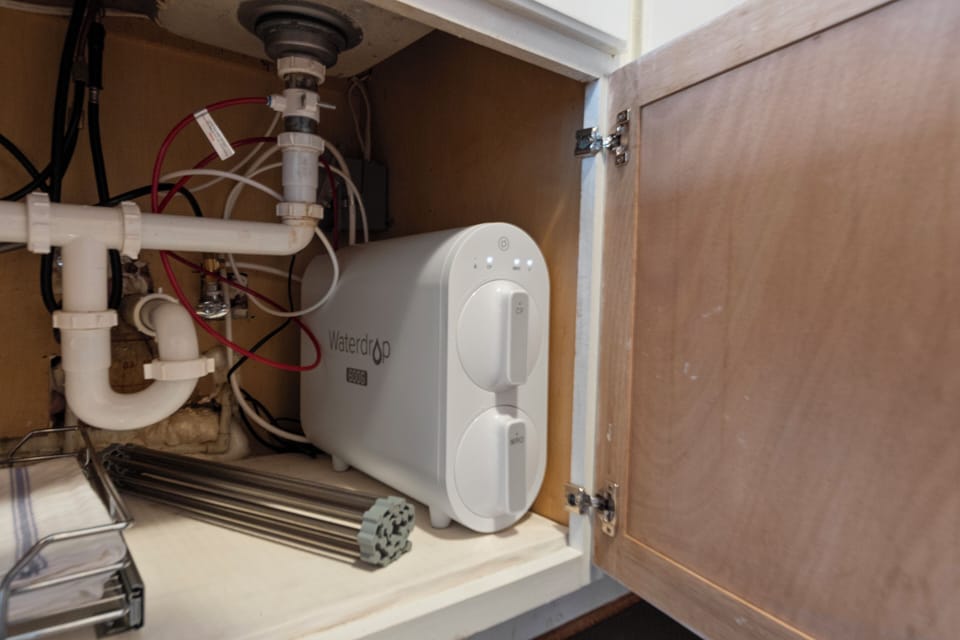Under counter water filter. No need to buy bottled water