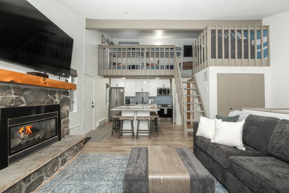 Open-concept floor plan means you're never too far from the fireplace.