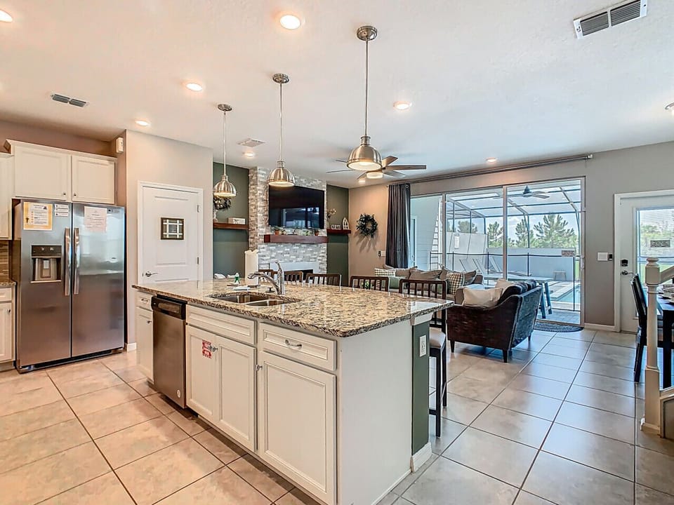 Spacious kitchen and living area with seamless flow.