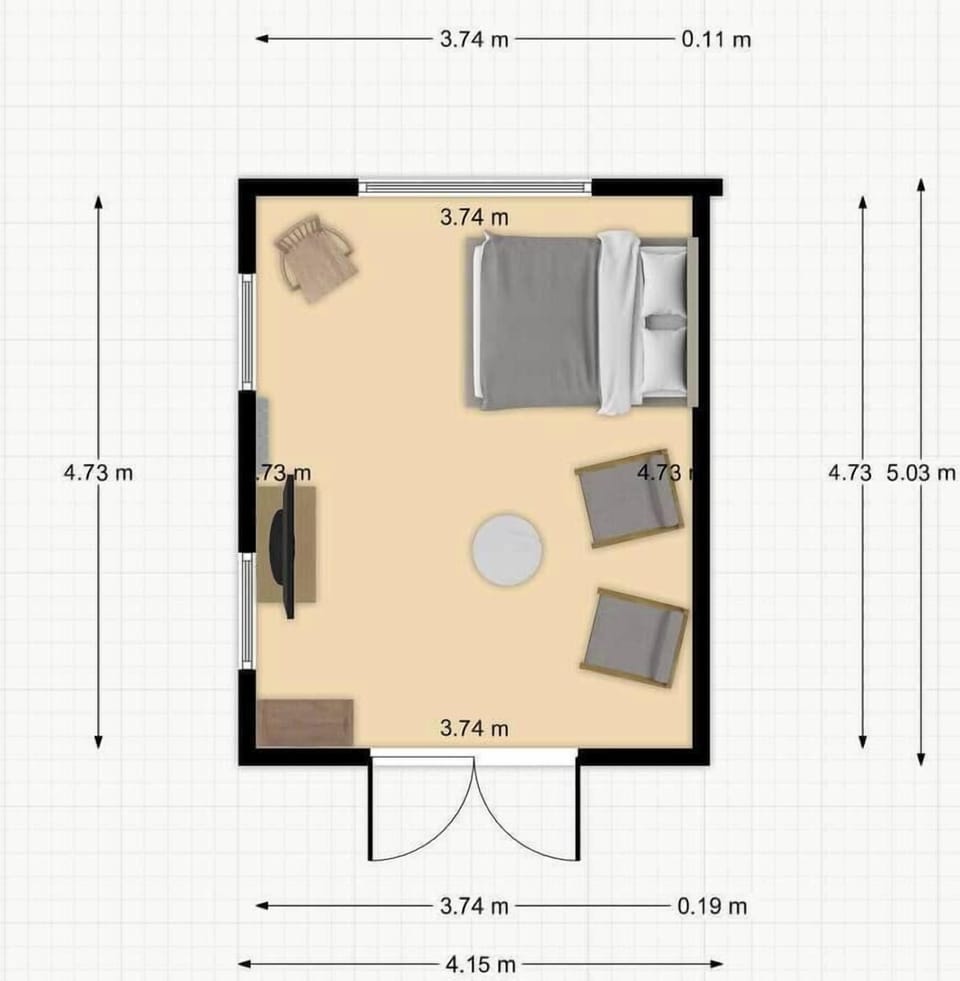 Slaapkamer 4: "La Cabine" - Deze privé gelegen slaapruimte is apart toegankelijk via het terras en is uitgerust met een dubbel bed (1,60m op 2,00m).