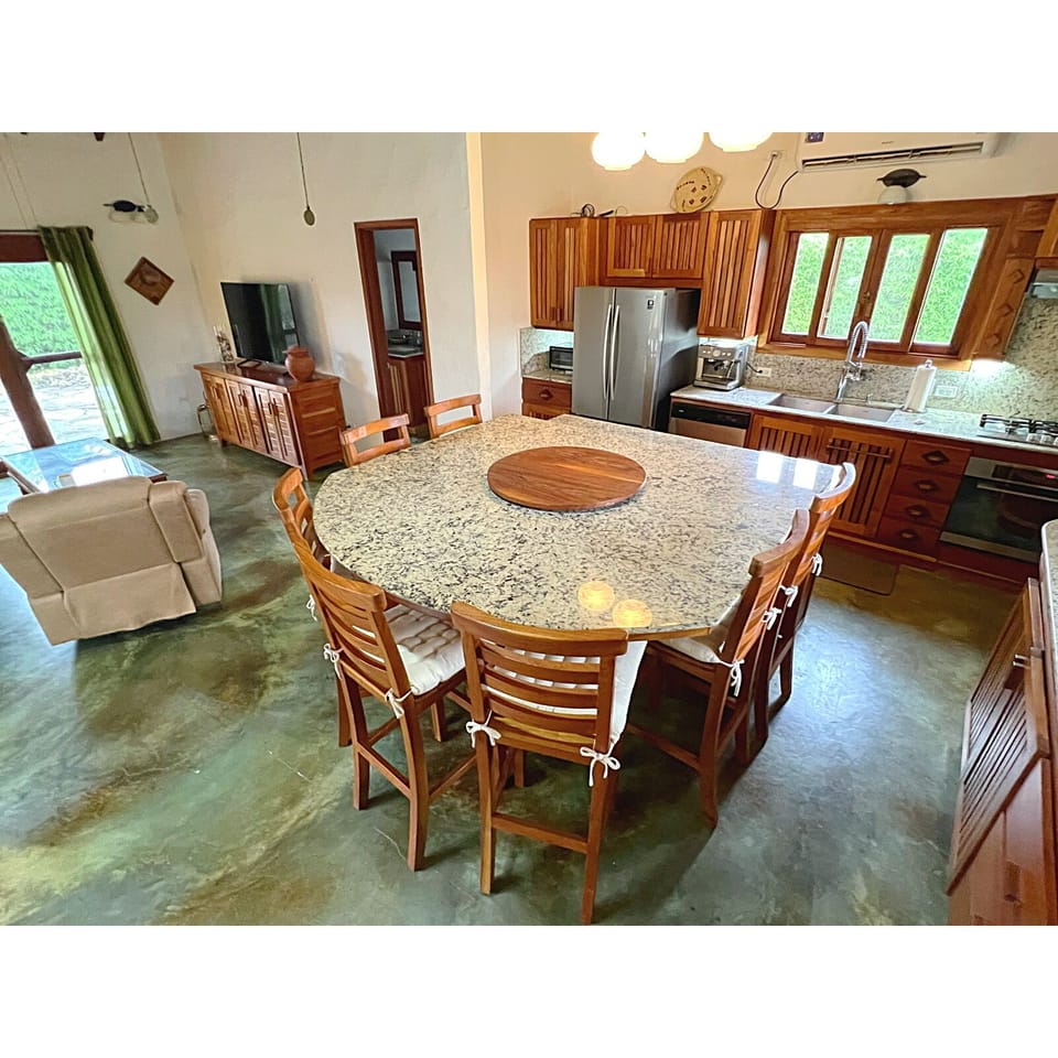 Fridge, dw stove/cook top, cappuccino & coffee, toaster oven, blender, more
