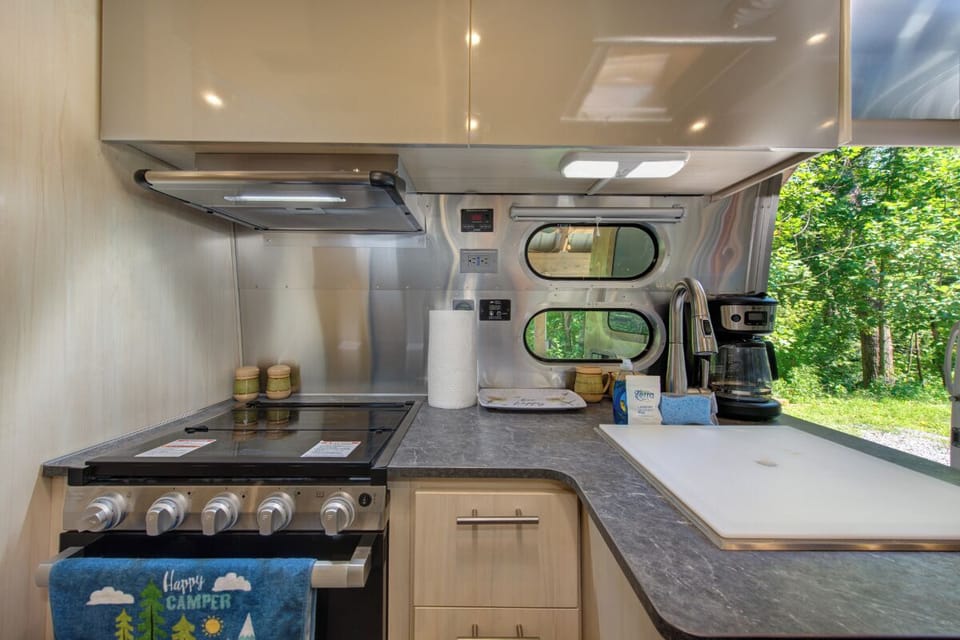 The Flying Cloud's compact but fully-equipped kitchen