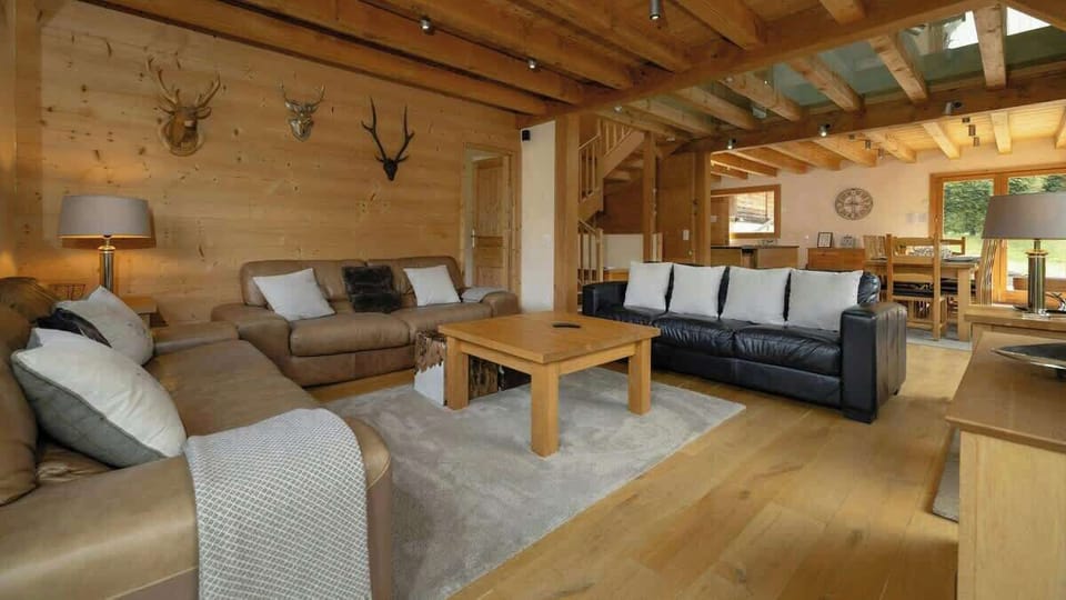 Open plan living room on dining table