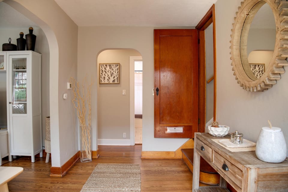 Two queen bedrooms on the main floor with a shared bathroom