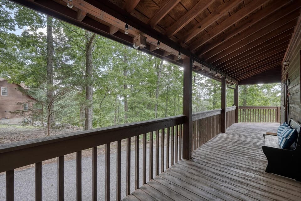 Sitting on the porch enjoying the quiet forest and fresh mountain air.