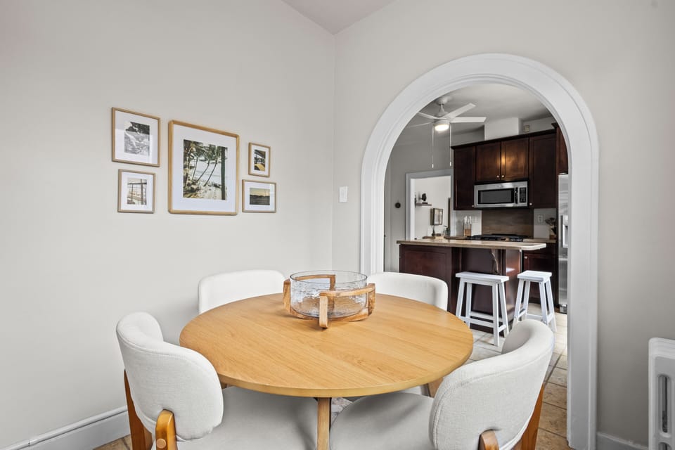 Breakfast table perfect for morning chats.
