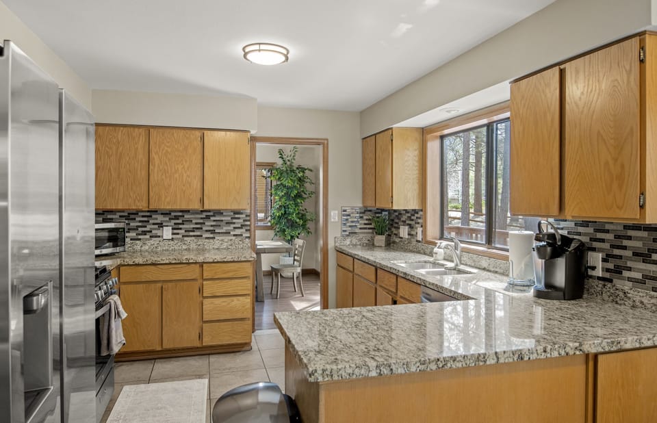 Full kitchen view of the formal dining room. 