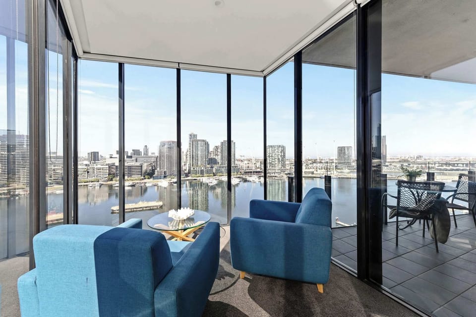 Savour stunning views of the Docklands Harbour.