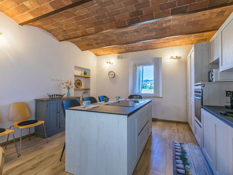 Furniture, Interior Design, Flooring, Floor, Ceiling, Wood, Countertop, Kitchen, Room, Lighting