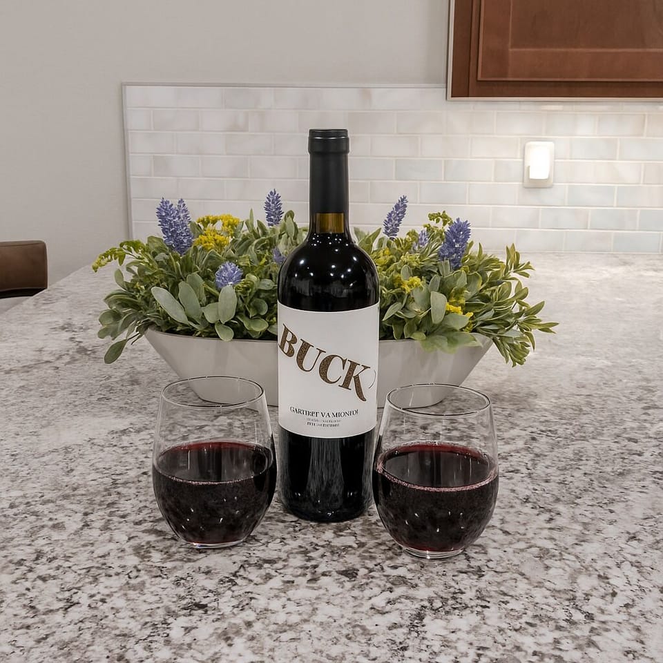 The White House is beautifully decorated and stocked with amenities. From red coffee to wine -we've got you covered!
