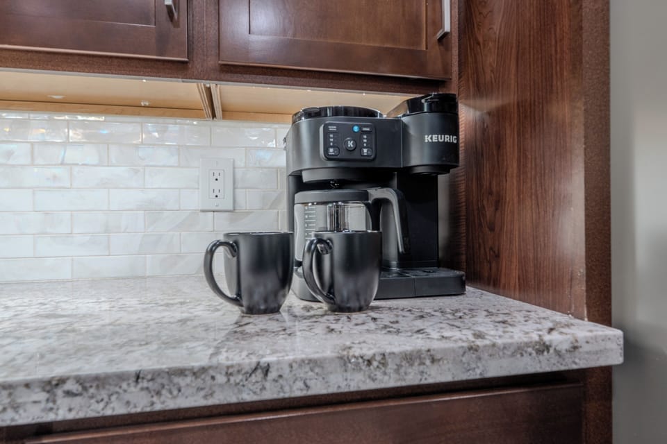 The White House is beautifully decorated and stocked with amenities. From red coffee to wine -we've got you covered!
