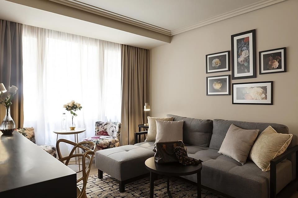 Lounge comfortably on the sofa with soft daylight streaming in.