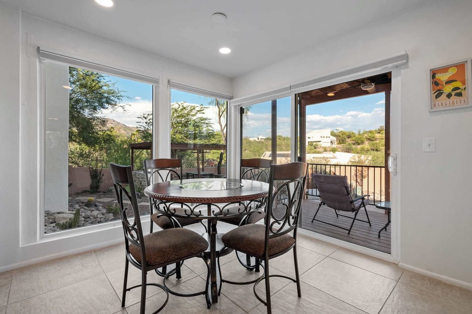 Dining area 2: Bright space with sliding doors that open to the patio.