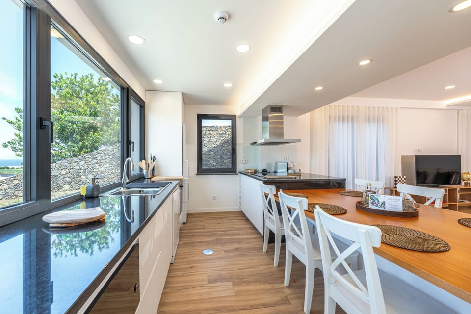Full-size fridge, microwave, oven, stovetop