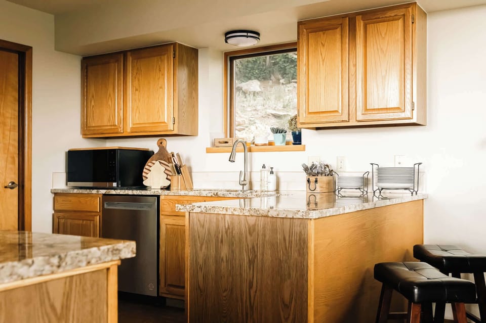 Kitchen with stainless steel appliances